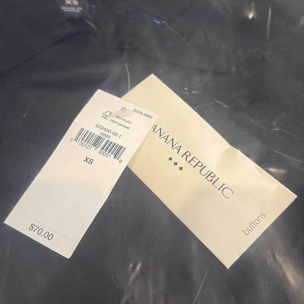 NWT Banana Republic Black Johnny-Collar Shirt Size XS - Picture 4 of 6